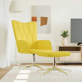vidaXL Poltrona de descanso com banco tecido amarelo mostarda