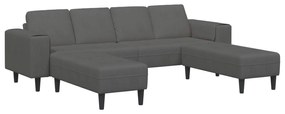 vidaXL Sofá Cinza Escuro 250 x 188 x 76 cm Tecido de Veludo Cotele