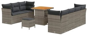 Conjunto de Sofá de Jardim vidaXL com Almofadas Cinzento Poliratan Acá