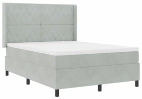 Cama Box Spring vidaXL com Colchão Cinza Claro 140x200 cm Veludo