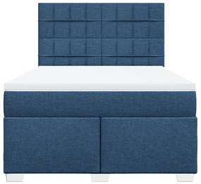 Cama com molas/colchão 160x200 cm tecido azul