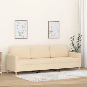 vidaXL Sofá de 3 lugares tecido 210 cm cor creme
