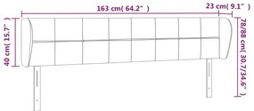 Cabeceira de cama c/ abas tecido 163x23x78/88 cm creme