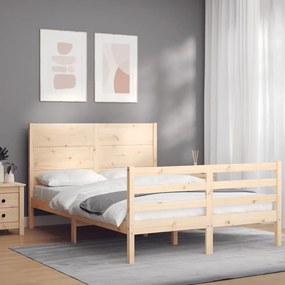 Estrutura de cama com cabeceira 140x190 cm madeira maciça