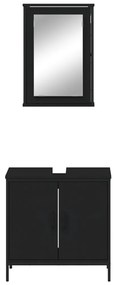 2 pcs conjunto móveis casa de banho derivados de madeira preto