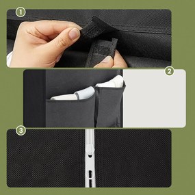 Guarda roupa tecido com 3 varões para roupa e 4 bolsos laterais 45 x 130 x 167 cm Preto