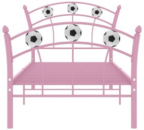 Estrutura de cama com design de futebol 90x200 cm metal rosa