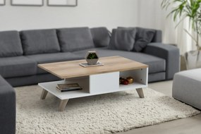 Mesa de Centro SUMER – Carvalho e Branco – 90x35,6x54 cm