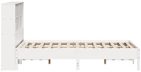 Cama com estante sem colchão 140x200 cm pinho maciço branco