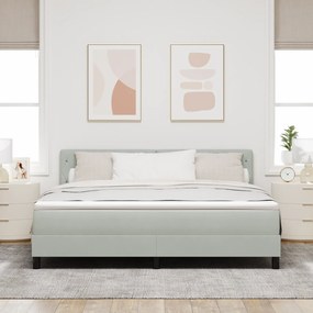 Camas Box Spring vidaXL com Colchão Cinzento Claro Veludo Super King