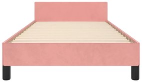 Estrutura cama c/ cabeceira sem colchão 80x200 cm veludo rosa