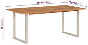 Mesa de jantar 180x90x76 cm madeira de acácia maciça