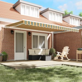 Toldo Retrátil Manual vidaXL Verde e Amarelo 450x350 cm