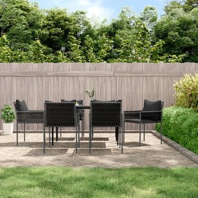 vidaXL 7 pcs conjunto de jantar p/ jardim c/ almofadões vime PE e aço