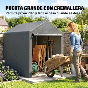 Abrigo para Ferramentas Bicicletas e Motos 1,2x1,8x1,65 m Garagem Portátil com 2 Habitações Cinza Escuro