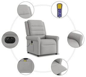 Poltrona massagens reclinável elétrica tecido cinzento-nublado