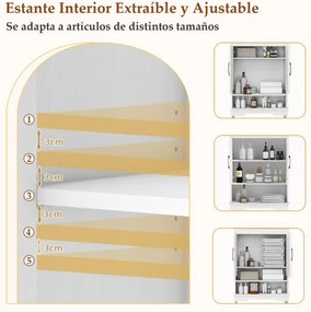 Armário Casa de Banho sobre a Sanita de 63 x 24 x 168 cm com 2 portas e Estante ajustável Economizador de espaço Branco