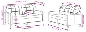 2 pcs conjunto de sofás com almofadas tecido cinzento-claro