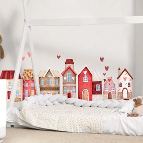 Papel de parede quarto criança - Casas (atrás da cama)