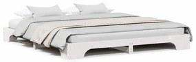 Cama Branca 200x200 cm em Madeira Sólida de Pinho