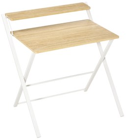 HOMCOM Secretária Dobrável Mesa de Estúdio com Prateleira Superior Estilo Moderno 81,5x70x84 cm Madeira e Branco