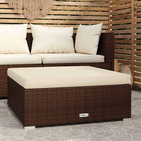 Apoio pés para jardim c/ almofadão 70x70x30 cm vime PE castanho