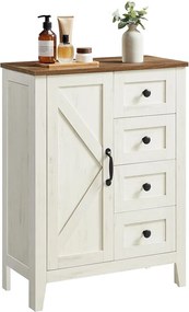 Armário de casa de banho ou cozinha 30 x 60 x 80 cm com gavetas e prateleiras ajustáveis em estilo rústico Branco vintage