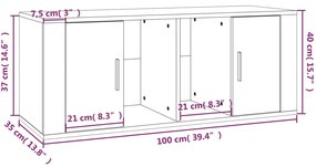 Móvel de TV 100x35x40 cm madeira processada branco brilhante