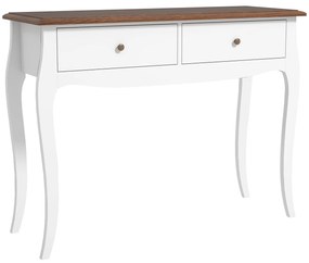 HOMCOM Mesa Consola Consola de Entrada com 2 Gavetas Estilo Francês 100x35x76,5 cm Branco e Marrom Escuro | Aosom Portugal