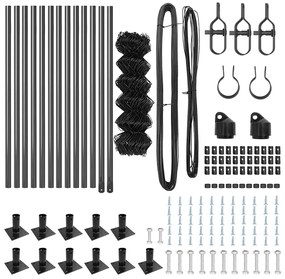 Conjunto de Postes de Cerca Prateado 25 x 0.6 m