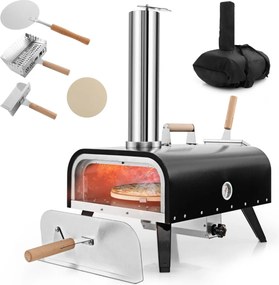Forno de pizza portátil com pedra para pizza de 30 cm Fogão de pizza multiusos a pellets, carvão de madeira 75 x 42 x 70 cm