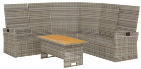 2 pcs conjunto lounge de jardim c/ almofadões vime PE cinzento