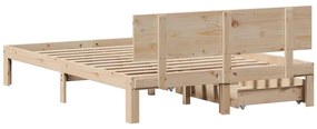 Estrutura de cama c/ gavetas 150x200 cm madeira de pinho maciça