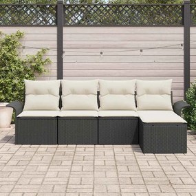 Conjunto de Sofá de Jardim vidaXL de 5 Peças com Almofadas de Rattan P