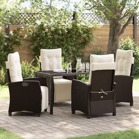 Conjunto de Jantar de Jardim 5 Peças Castanho de Rattan de Polietileno