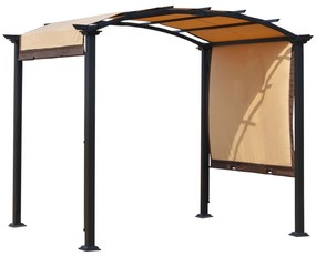 Outsunny Pergola 2,95x2,45 m com teto retrátil para jardim pátio Terraço Tecido de poliéster parafusado resistente aos raios UV Bege