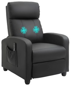 Poltrona de Massagem Reinclinável com Controlo Remoto 2 Áreas de Massagem 8 Programas 5 Níveis 68x88x98 cm Preto