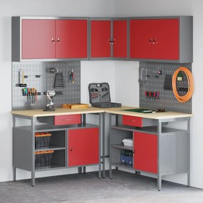 Conjunto de Mesa para Guardar Ferramentas de 10 Peças vidaXL Vermelho