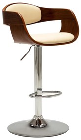 Bancos de bar 2 pcs madeira curvada e couro artificial creme