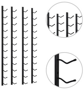 Garrafeiras de parede para 12 garrafas 2 pcs ferro preto