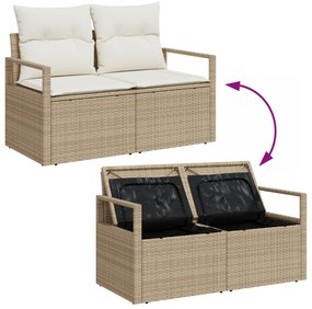 Conjunto de Sofás de Jardim de 6 Peças com Almofadas Bege, Polyrattan,
