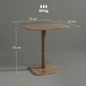 Mesa de jantar para 4 pessoas 70 x 70 cm (CADEIRAS NÃO INCLUIDAS), mesa de cozinha quadrada de estilo moderno com tampo com aspeto de madeira,  castan