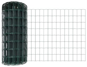 Cerca Euro com 11 Postes U Verde 0,6x25 m Aço