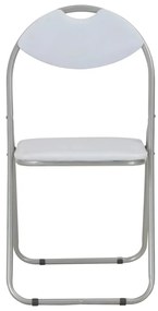Cadeiras de jantar dobráveis 6 pcs couro artificial branco