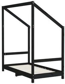 Estrutura de cama infantil 70x140 cm pinho maciço preto