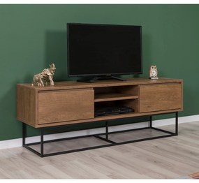 Conjunto de Móveis de Sala Laxus – Nogueira/Preto – TV: 140x50x40 cm,