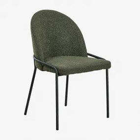 Pacote De 2 Cadeiras De Jantar Estofadas Grolet Bouclé Verde Army - Sklum