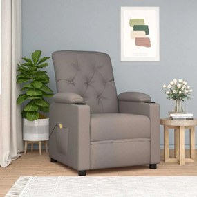vidaXL Poltrona de massagens tecido cinza-acastanhado