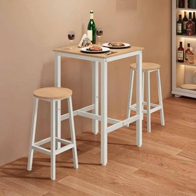 Mesa de bar com estrutura de aço 60 x 60 x 92 cm bege-branco