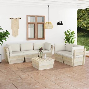 vidaXL 6 pcs conjunto lounge de paletes + almofadões madeira de abeto